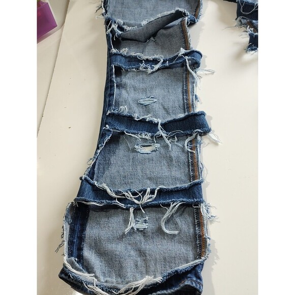 Denim Chaps LEVI 501 WOMEN Custom Cut Biker PUNK Jeans Distressed Custom 36x34 - Picture 11 of 14